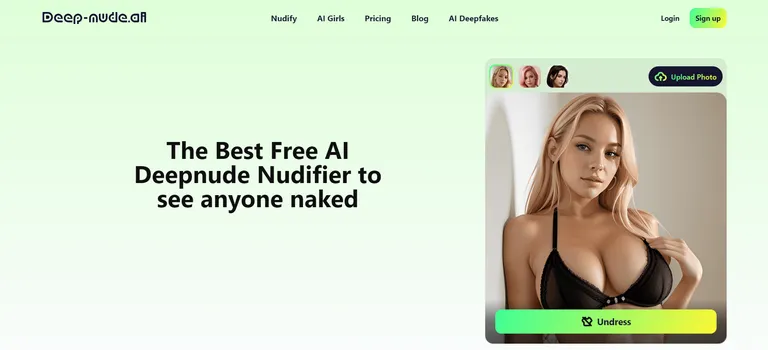 DeepNudeAI landing page